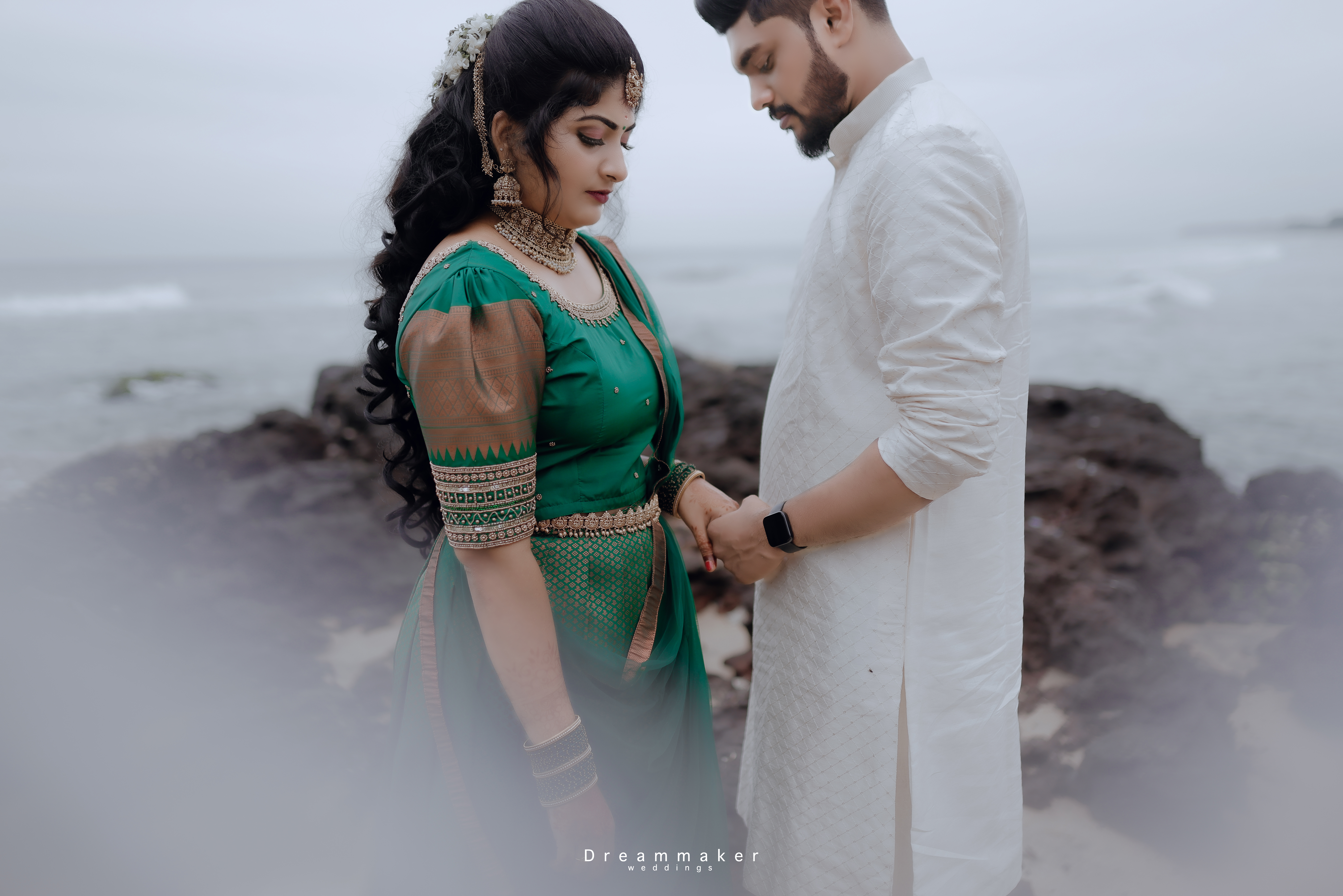 Natural wedding moment between couple